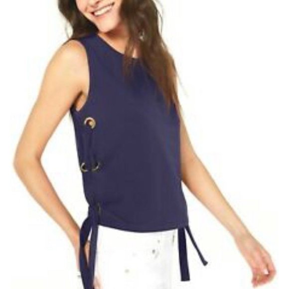 Michael Kors L Blue Grommet Short Top NWT - Picture 1 of 6